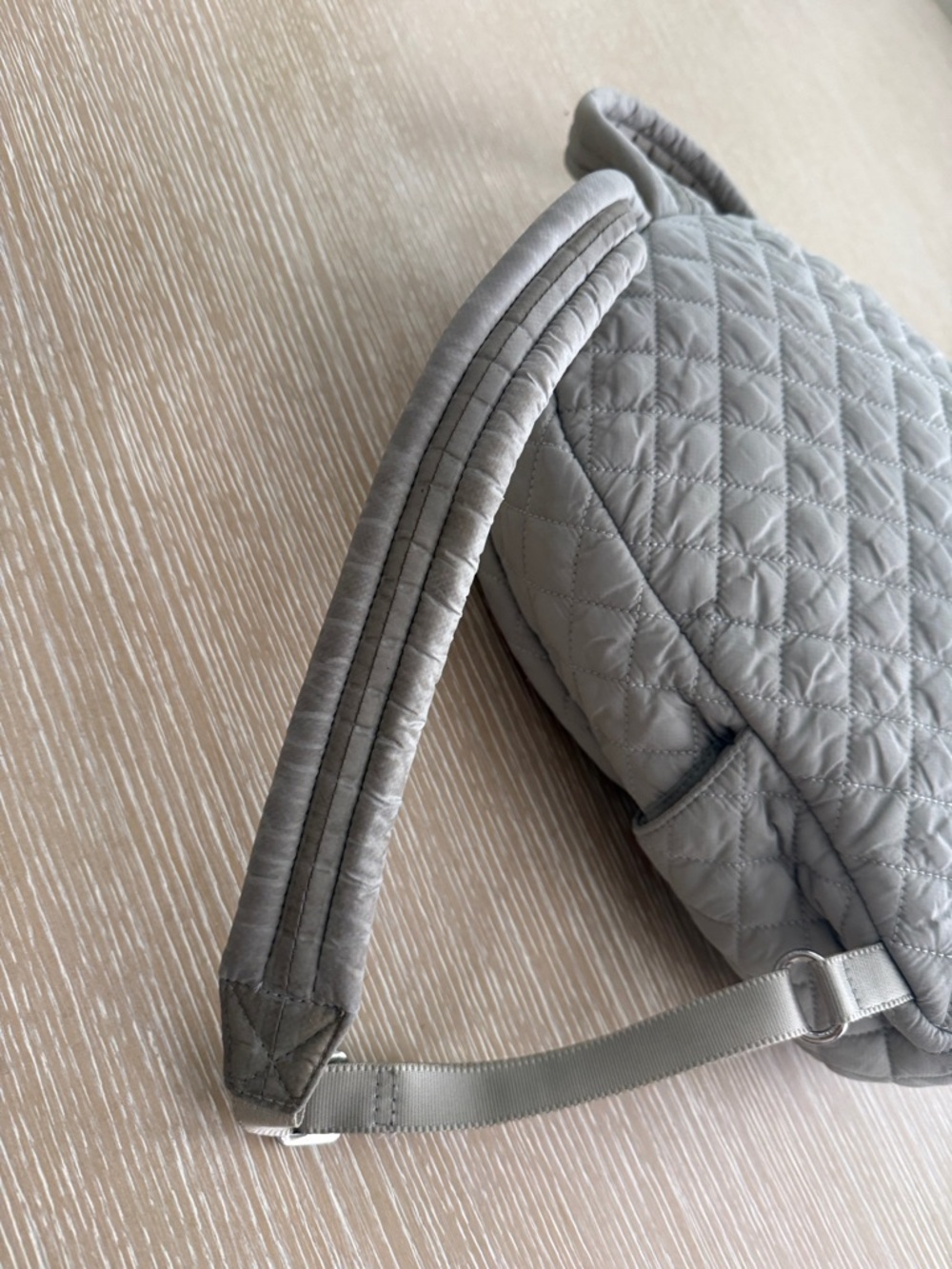 MZ WALLACE QUILTED Dove Grey Small Metro Backpack Silver Accents - Picture 9 of 16